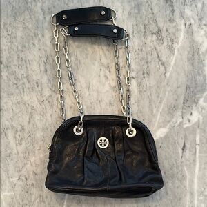 Black Leather Chain Shoulder Bag